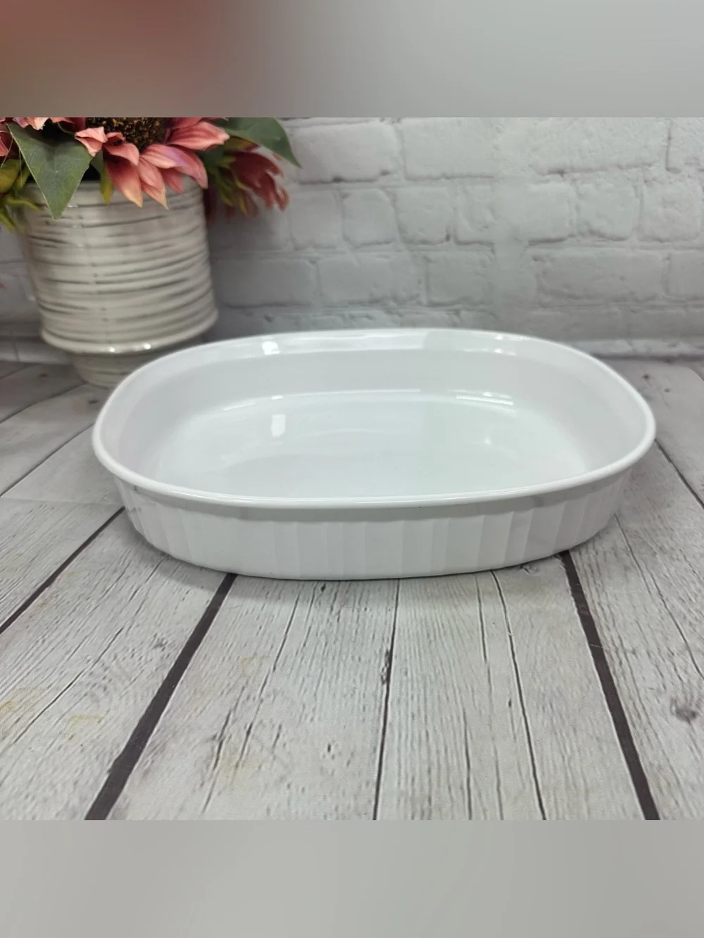vtg Corning ware french white F-6-B 1.8 L oval casserole dish bakeware farmhouse